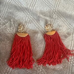 Elegant Red Tassel Earrings